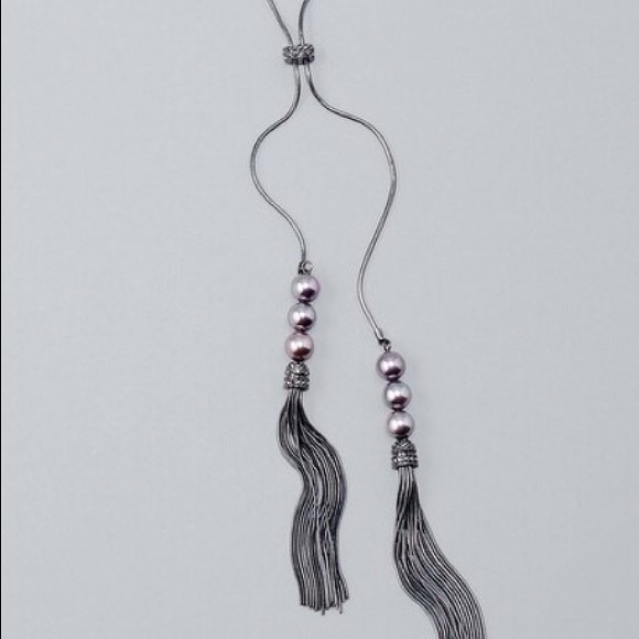 White House Black Market Jewelry - WHBM Pearl Tassel Necklace & Earrings Set